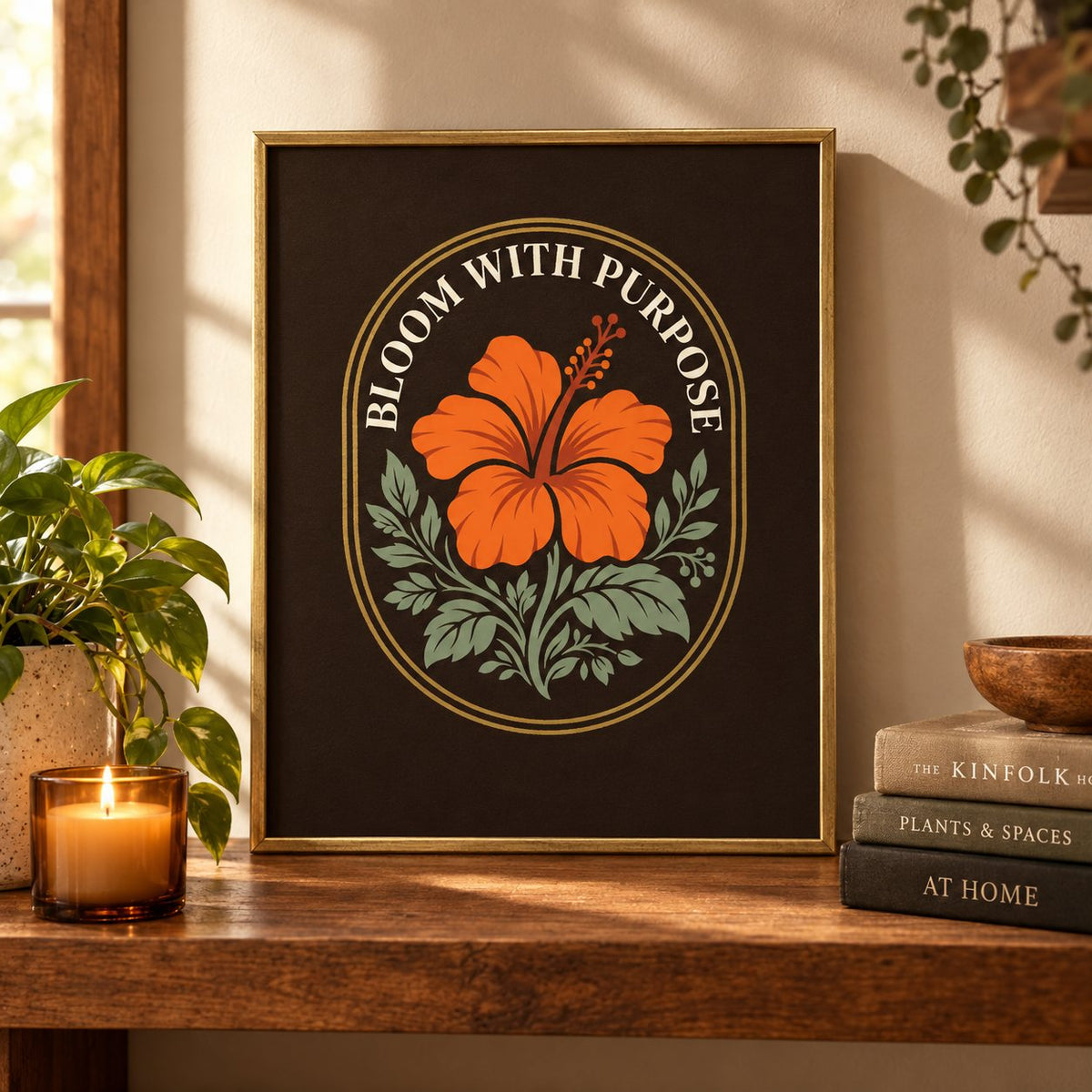 Bloom With Purpose printable art in a frame