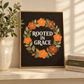 Rooted in Grace printable art in a frame